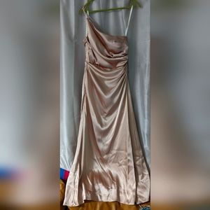 David's Bridal Champagne One Shoulder Bridesmaid Dress Size 12